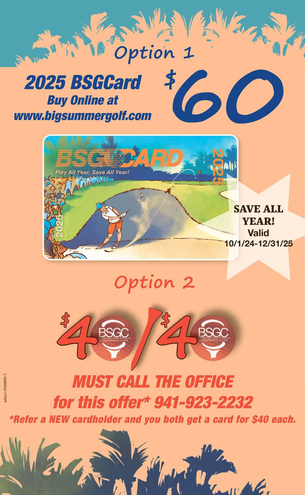 2025 BSGCard, Big Summer Golf Card, Sarasota, FL