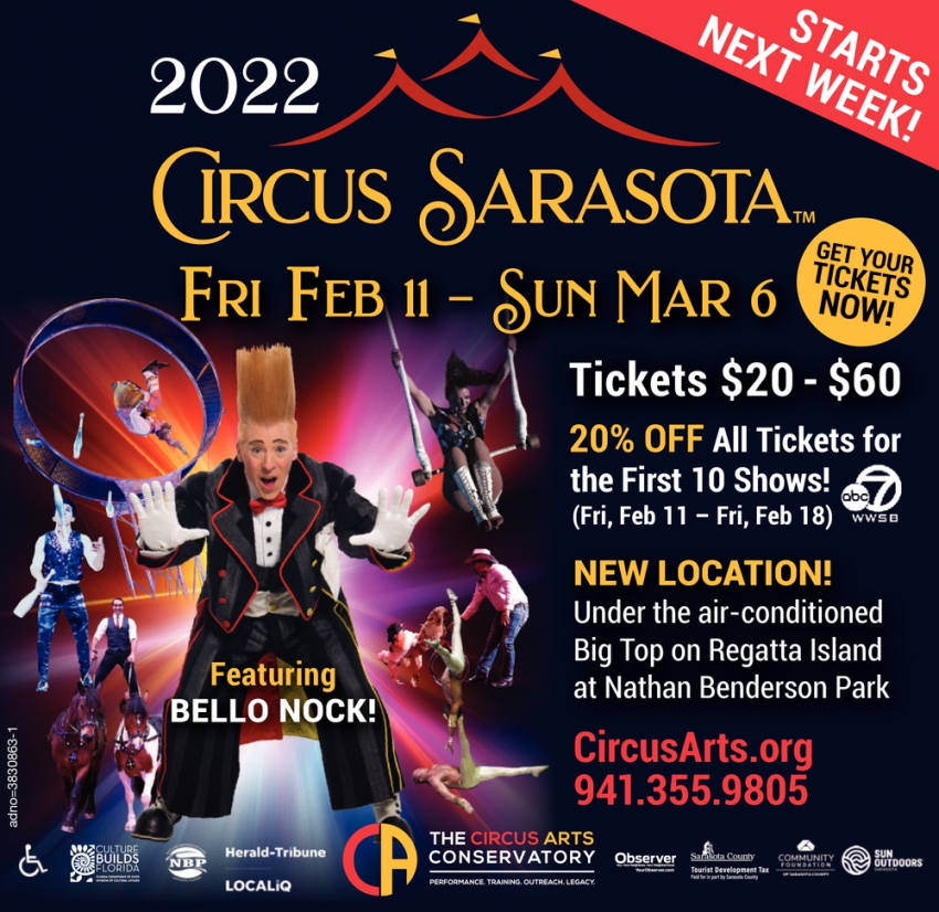 Tickets 20 60, Circus Sarasota 2022 (February 11 March 6, 2022