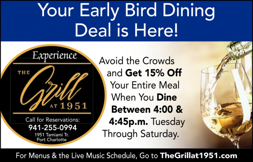Your Early Bird Dining Deal Is Here