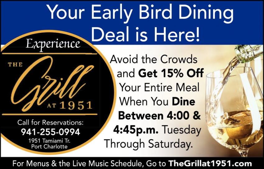 Your Early Bird Dining Deal Is Here
