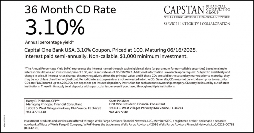 36 Month CD Rate 10%