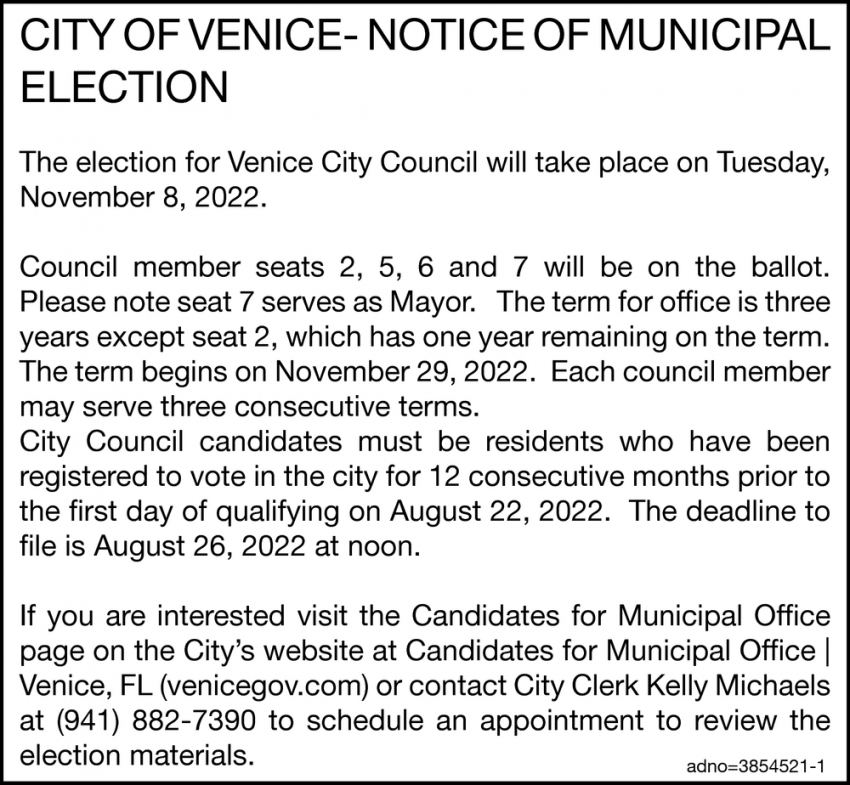 Notice of Municipal Election