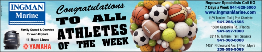 Congratulations To All Athletes Of The Week