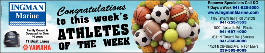 Congratulations to this Week's Athletes of the Week
