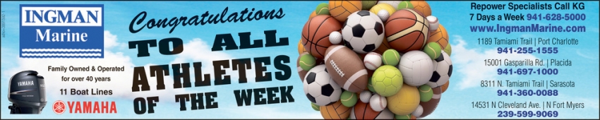 Congratulations to All Athletes of The Week