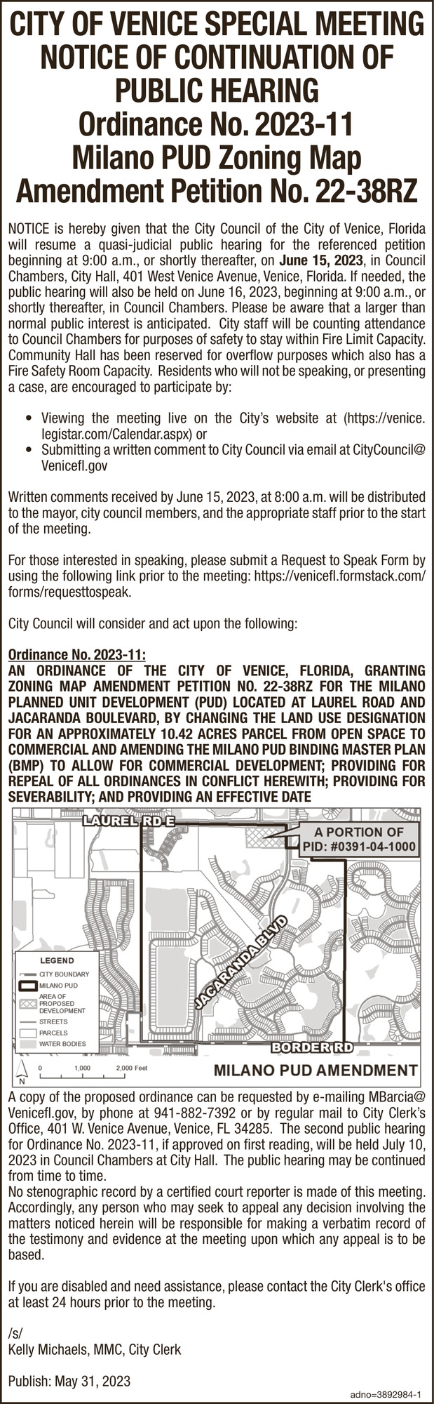 Notice of Continuation of Public Hearing
