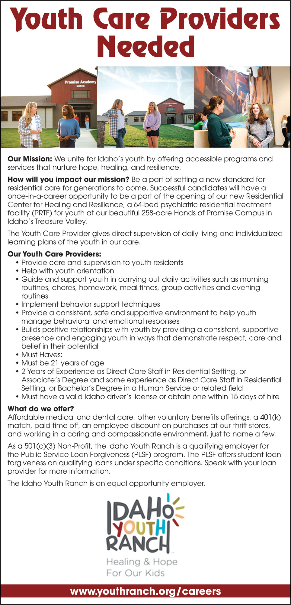 Youth Care Providers Needed