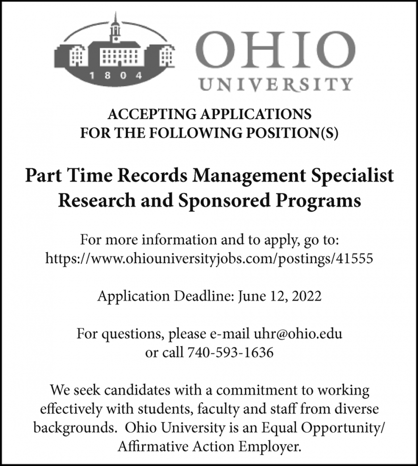 Part Time Records Management Specialist Research