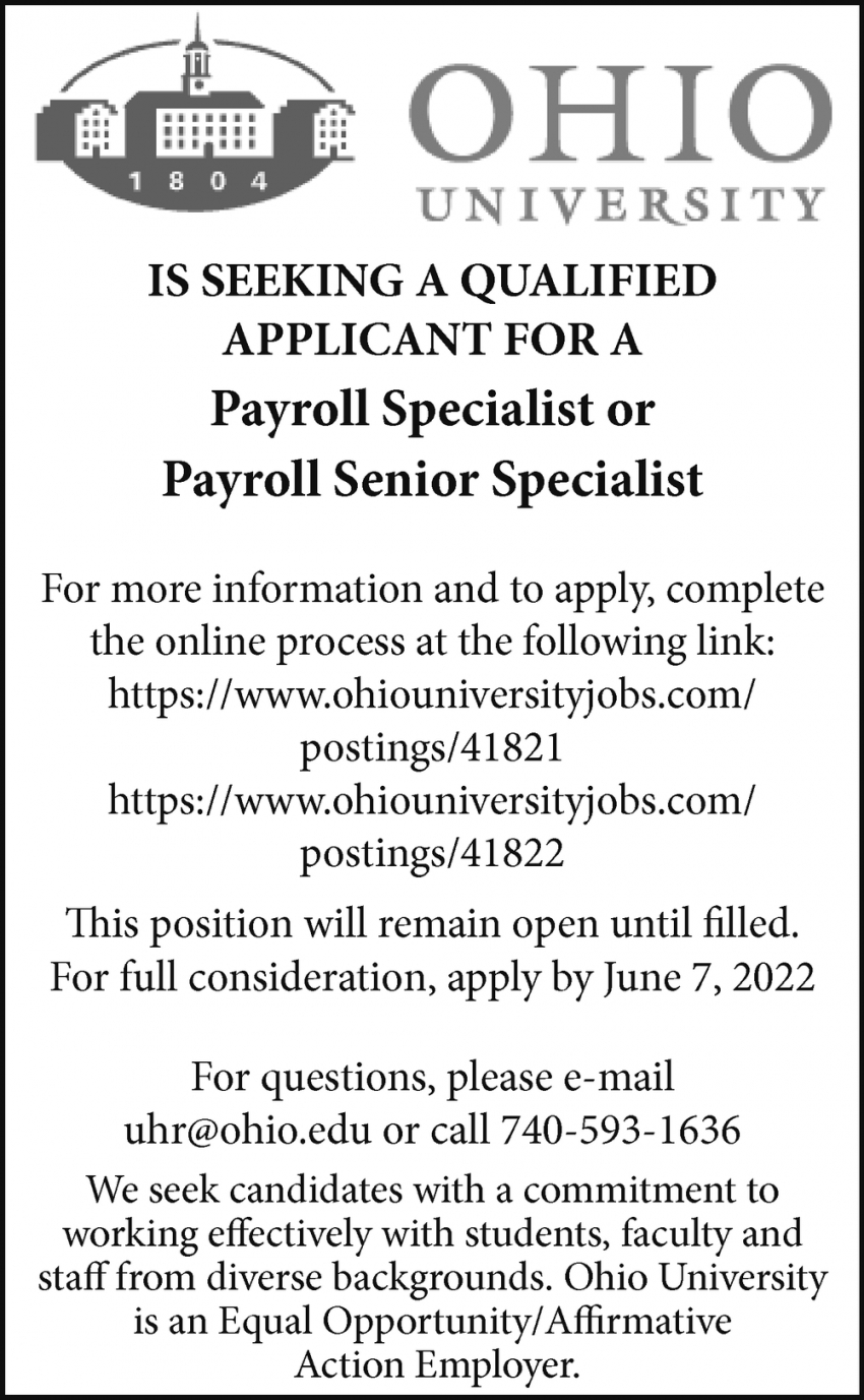 Payroll Specialist Or Payroll Senior Specialist