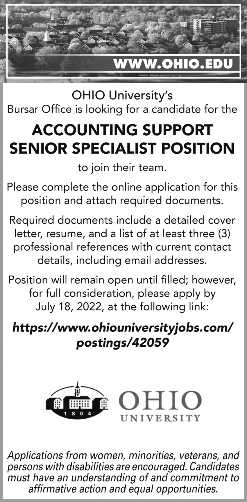 Accounting Support Senior Specialist Position