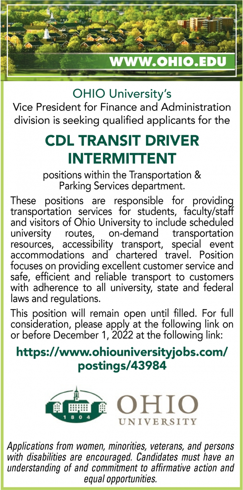 CDL Transit Driver Intermittent