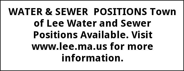 Waster & Sewer Positions, Town Of Lee, Lee, MA