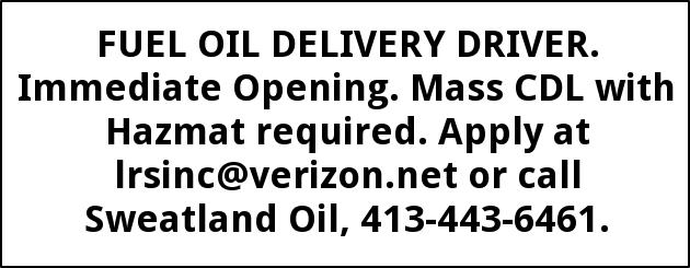 Fuel Oil Driver Immediate Opening