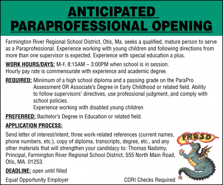 Paraprofessional Opening