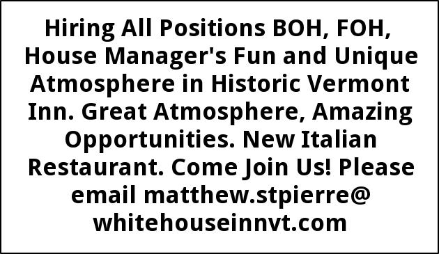 Hiring All Positions BOH, FOH,House Manager