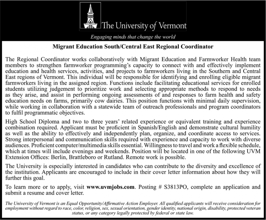 Migrant Education South/Central East Regional Coordinator