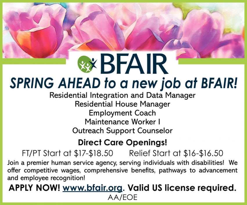 Spring Ahead To A New Job At BFAIR!