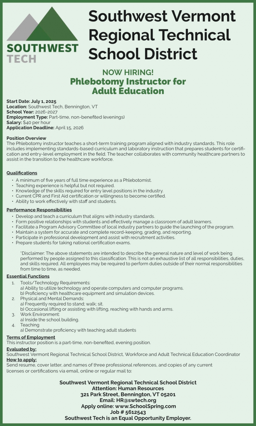 The Southwest Vermont School District