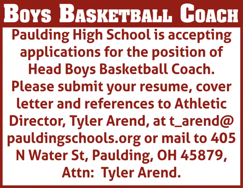 Boys Basketball Coach, Paulding High School