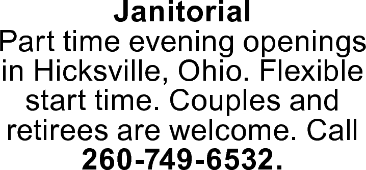 Janitorial Part Time 