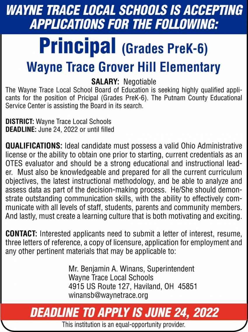 Principal (Grades PreK-6)