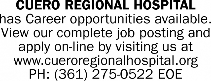 Career Opportunities Available