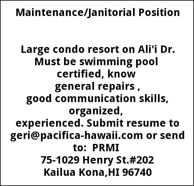 Maintenance/Janitorial Position