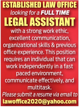 Legal Assistant Needed
