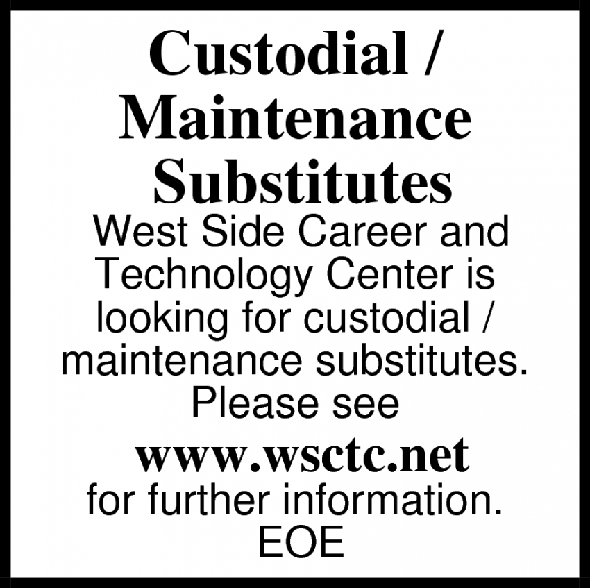 Custodial / Maintenance Substitutes