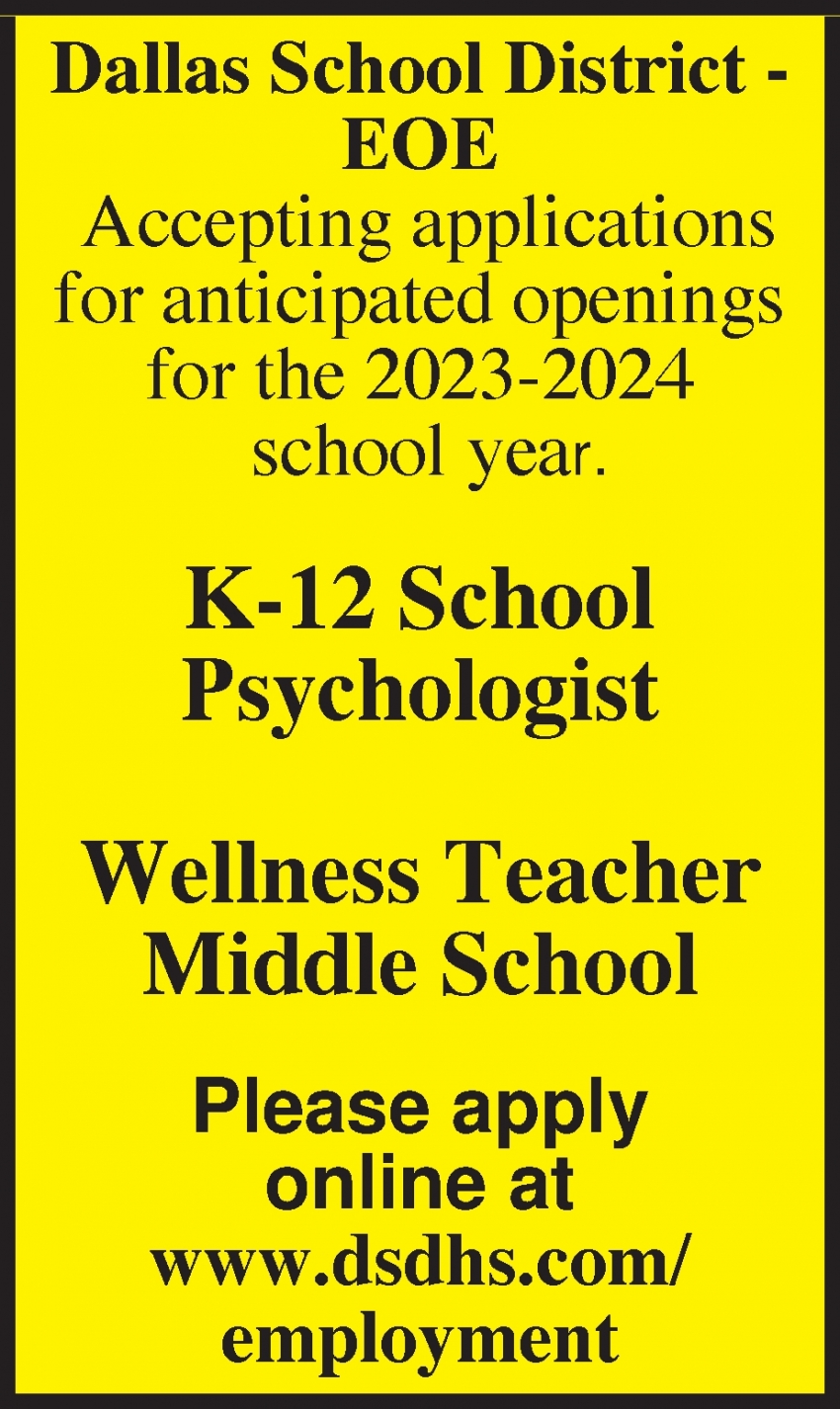 K-12 School Psychologist - Wellness Teacher Middle School
