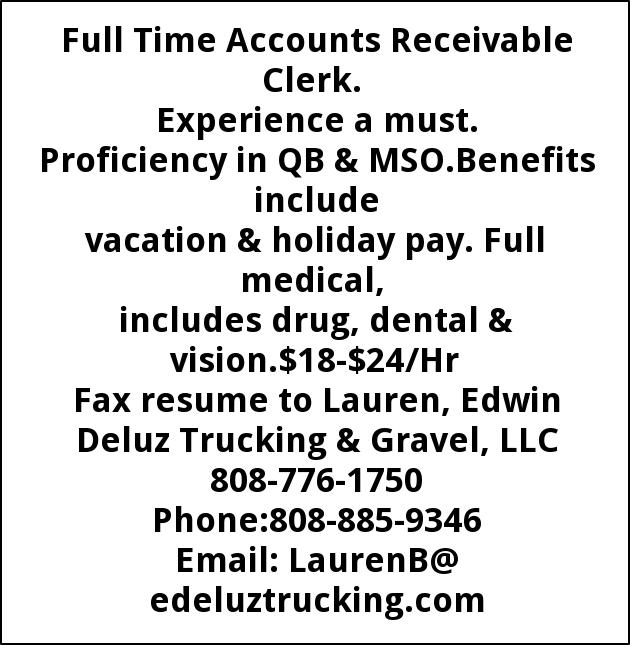 Full Time Accounts Receivable