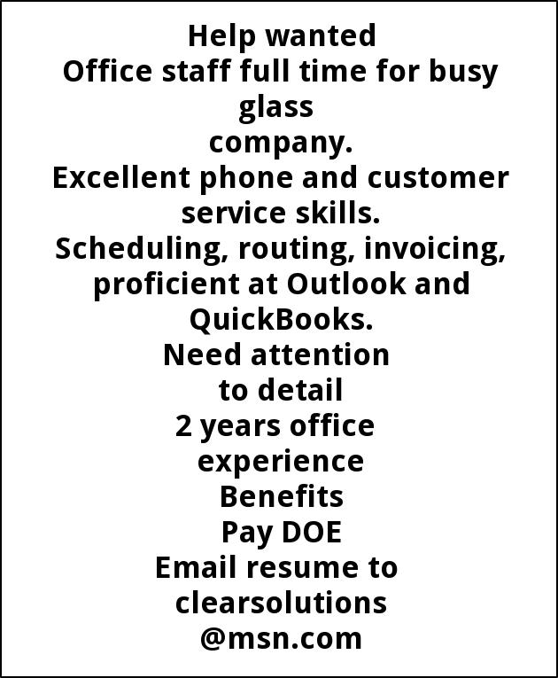 Office Staff Full Time