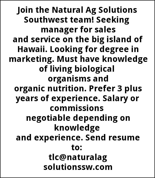 Manager For Sales And Services