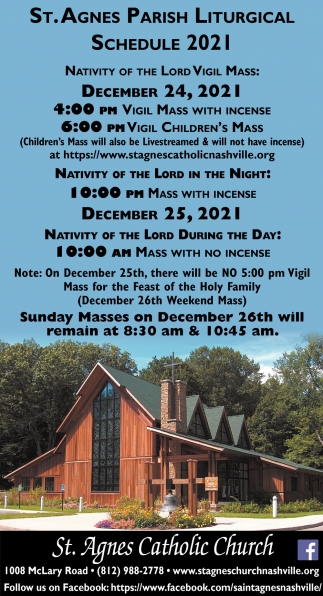 St. Agnes Parish Liturgical Schedule 2021