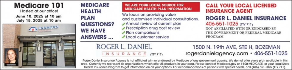 Medicare 101, Roger L. Daniel Insurance, Bozeman, MT