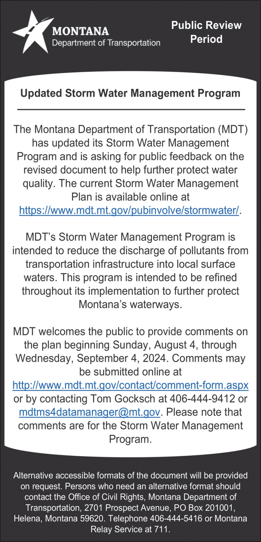 Updated Storm Water Management Program