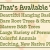 What's Available Today
