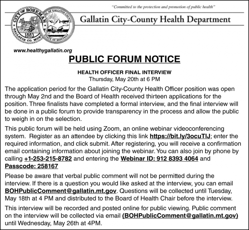 Public Forum Notice
