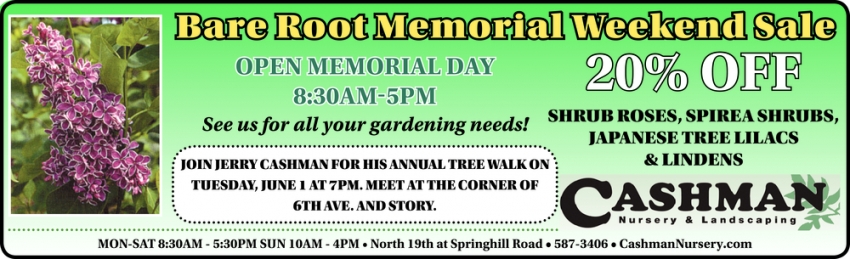 Bare Root Memorial Weekend Sale