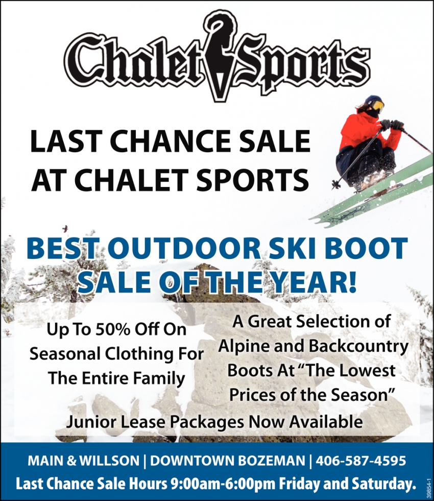 Last Chance Sale At Chalet Sports