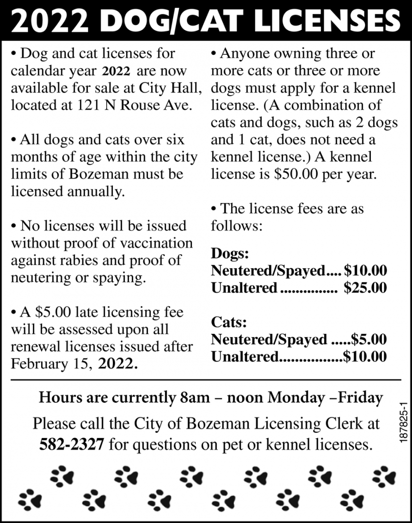 2022 Dog/Cat Licenses
