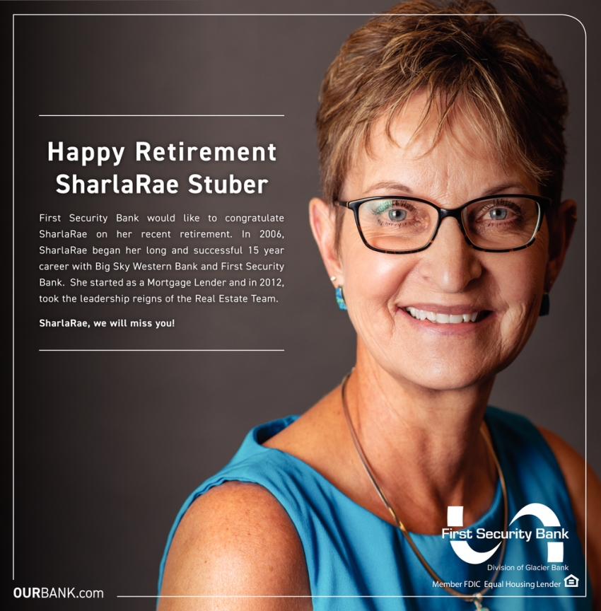 Happy Retirement SharlaRae Stuber