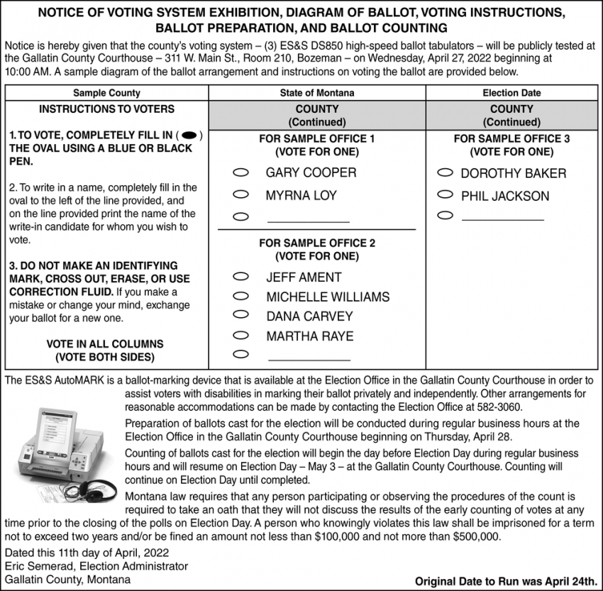 Notice of Voting System Exhibition