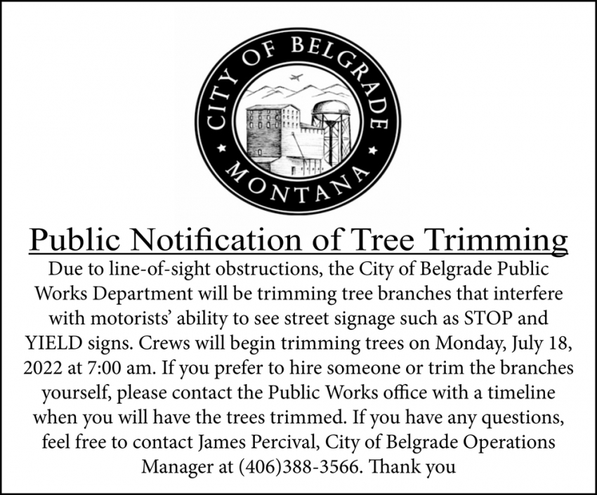 Public Notification of Tree Trimming