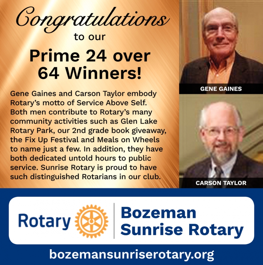 Congratulations to Our Prime 24 Over 64 Winners