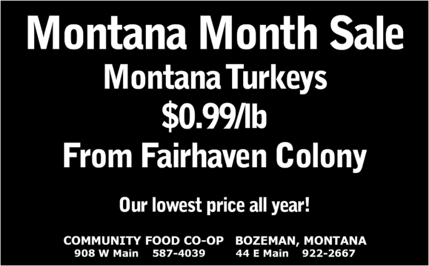 Montana Month Sale
