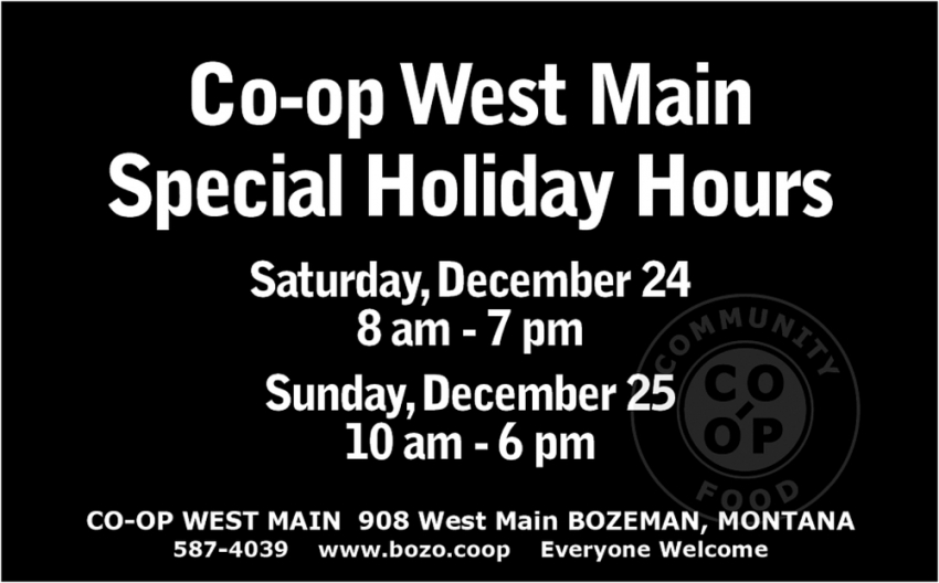 Special Holiday Hours