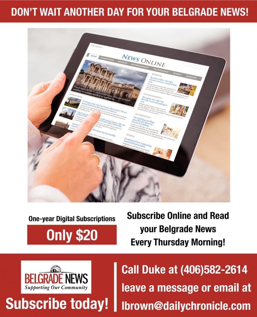 Subscribe Online and Read Your Belgrade News