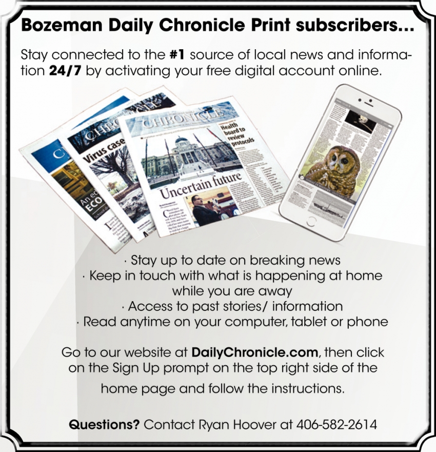 Stay Connected to the #1 Source of Local News and Information 24/7 by Activating Your Free Digital Account Online