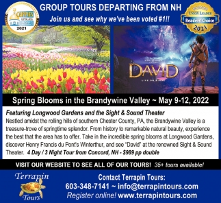 Group Tours Departing From New Hampshire, Terrapin Tours , Woodstock, NH